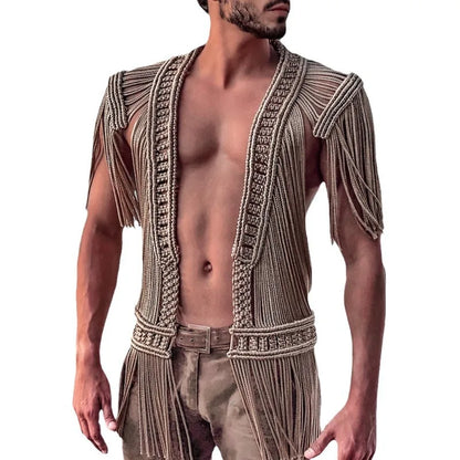 Beach Boho Men's macrame Cardigan